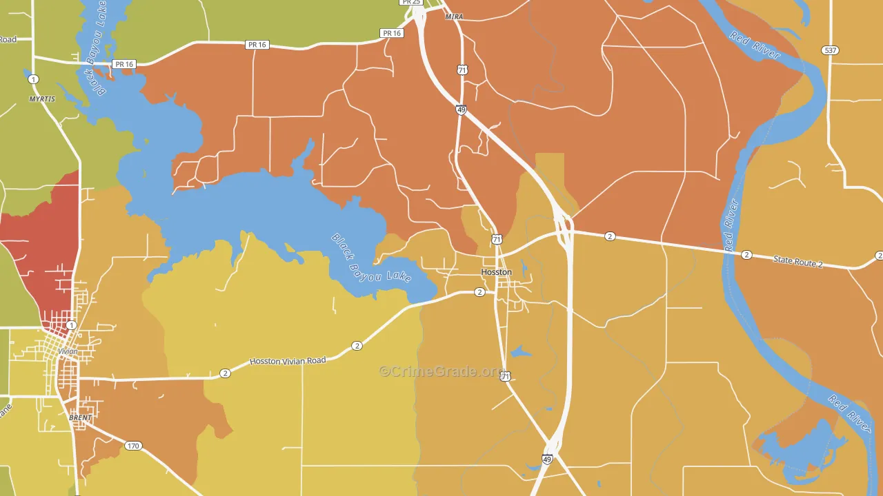 Hosston, LA Map of Vandalism Rates