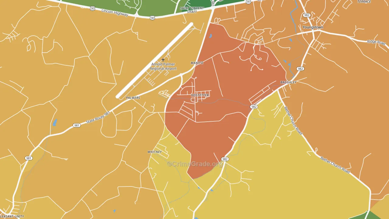 Hostetter, PA Map of Vandalism Rates