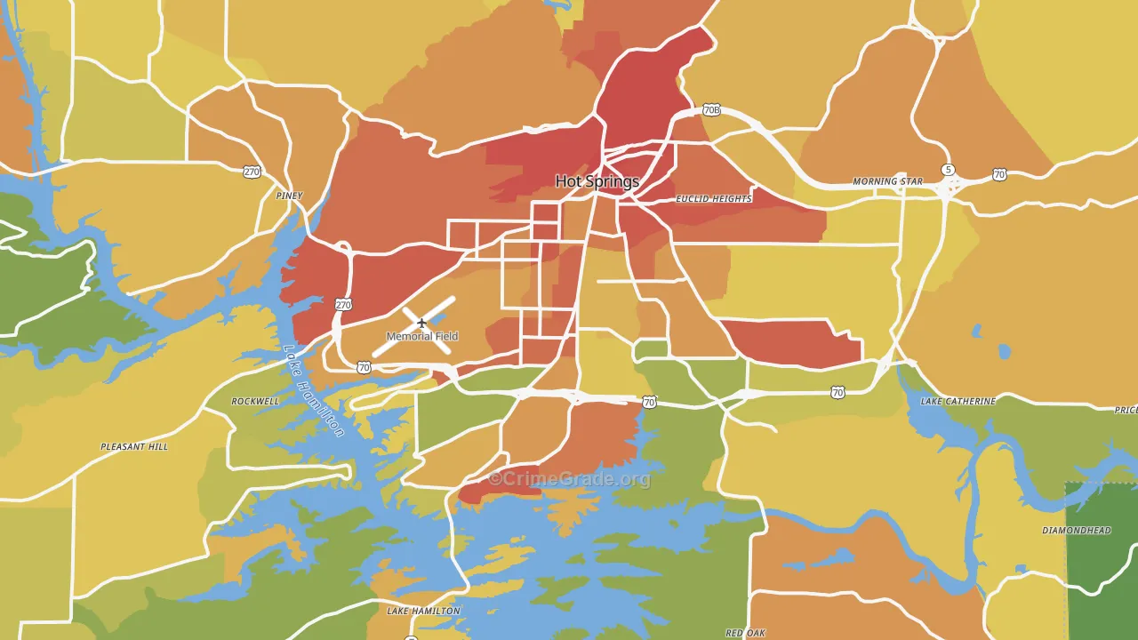 Hot Springs, AR Map of Vandalism Rates
