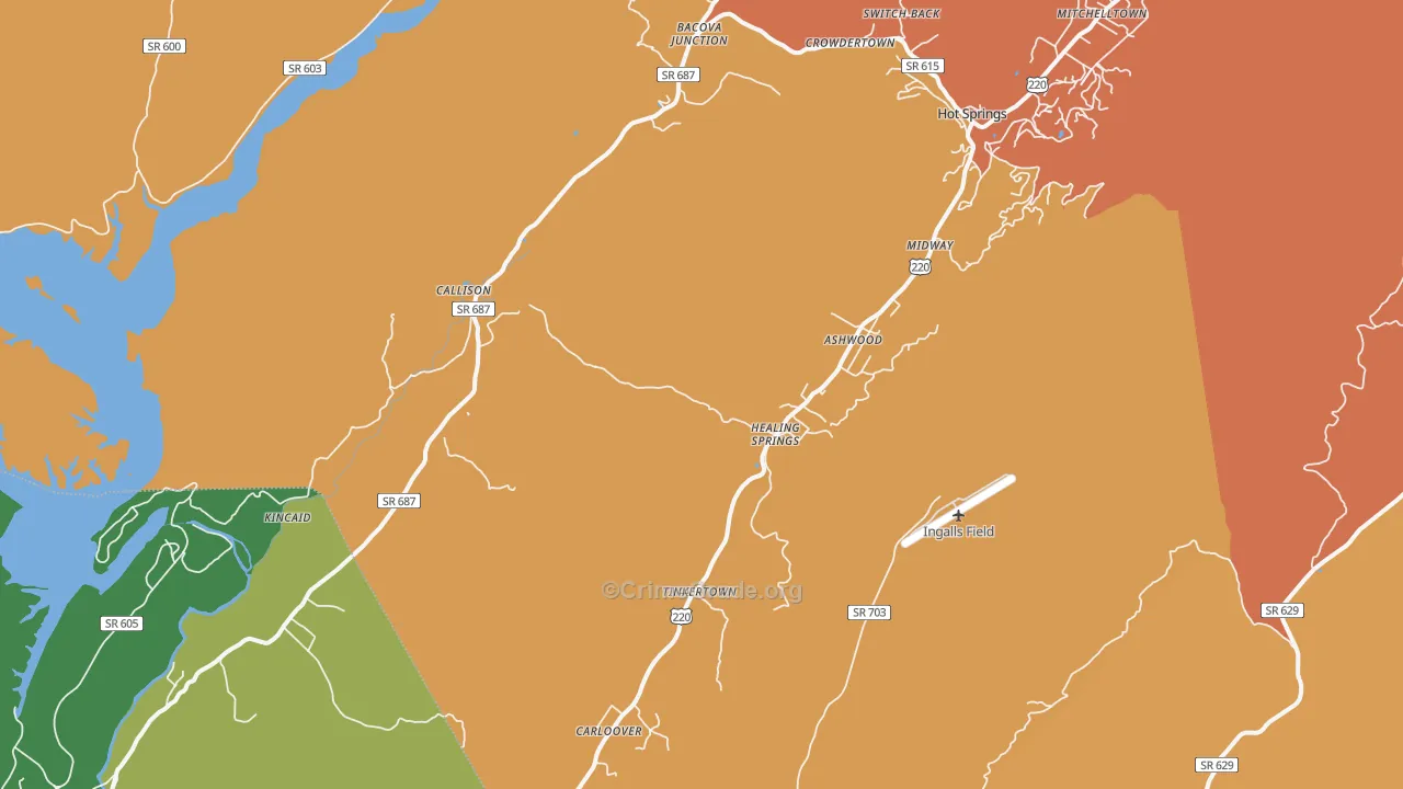 Hot Springs, VA Map of Vandalism Rates