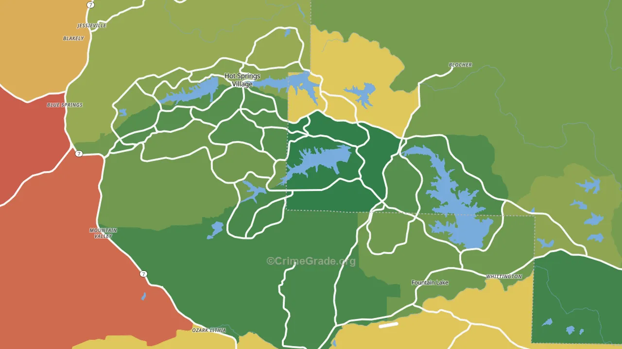 Hot Springs Village, AR Map of Vandalism Rates