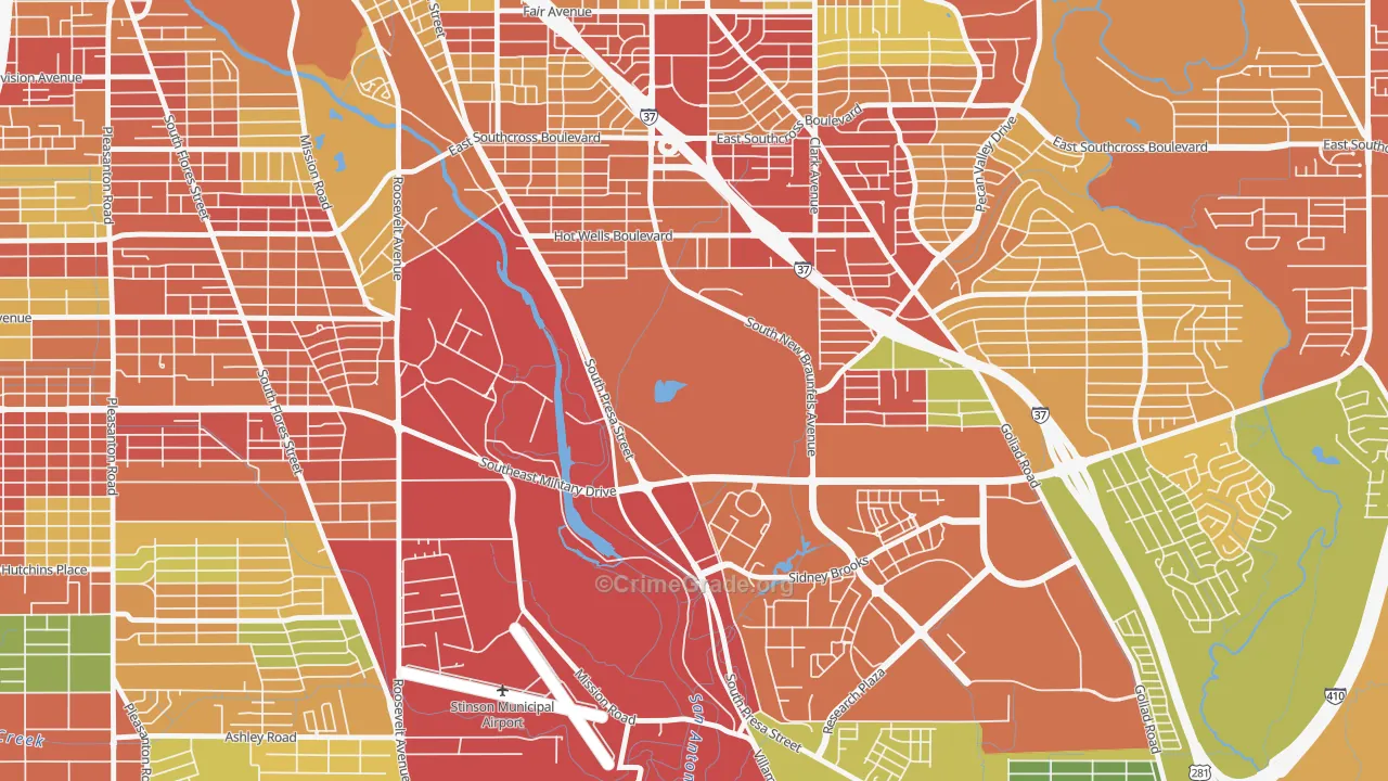 Hot Wells, San Antonio, TX Map of Vandalism Rates