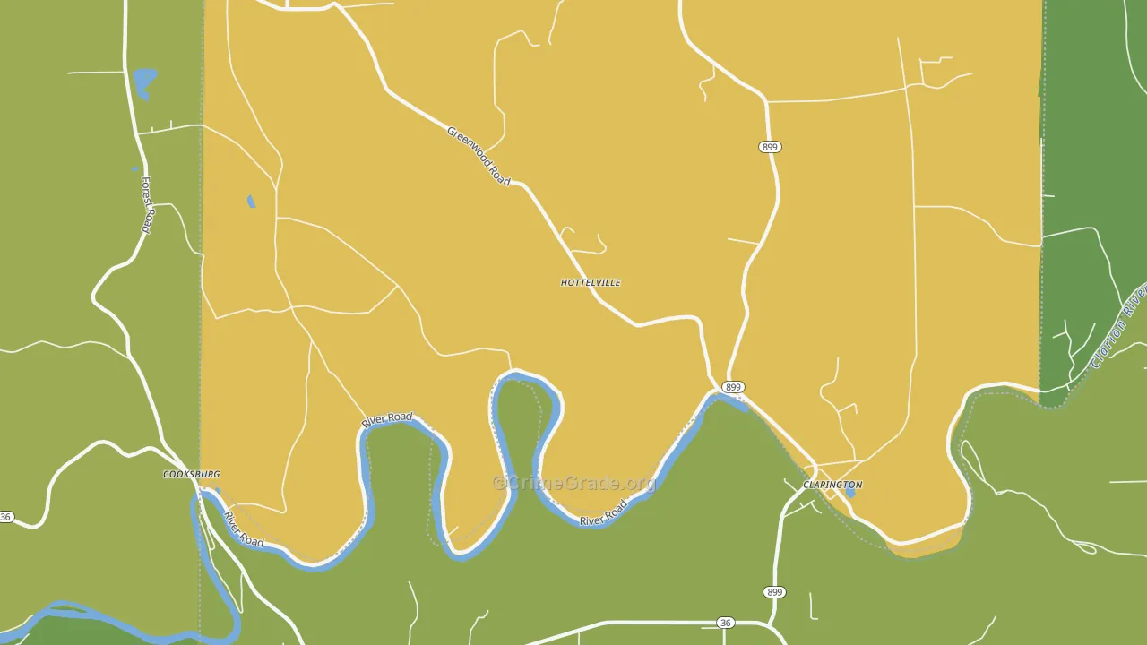 Hottelville, PA Map of Vandalism Rates