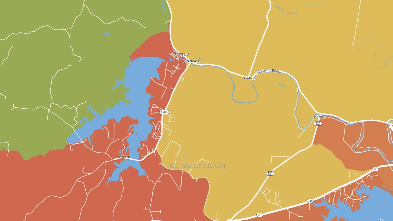 Hotwells, LA Map of Vandalism Rates