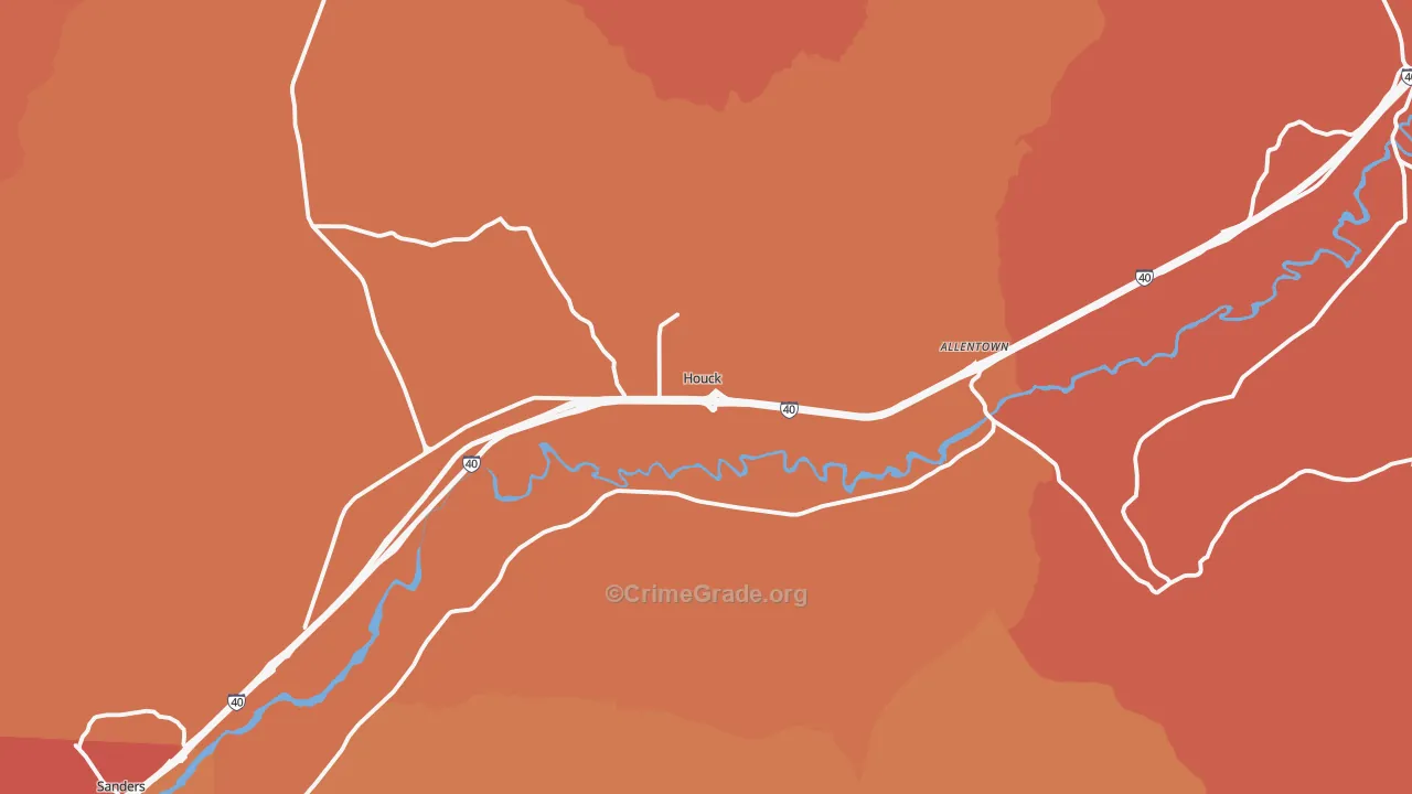 Houck, AZ Map of Vandalism Rates