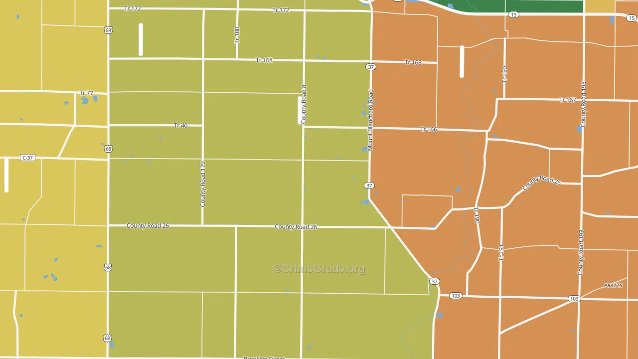 Houcktown, OH Map of Vandalism Rates