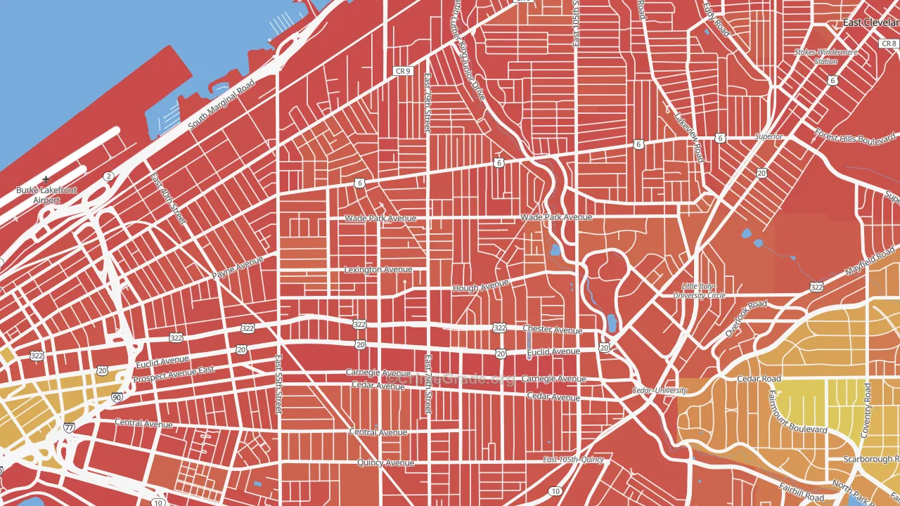 Hough, Cleveland, OH Map of Vandalism Rates
