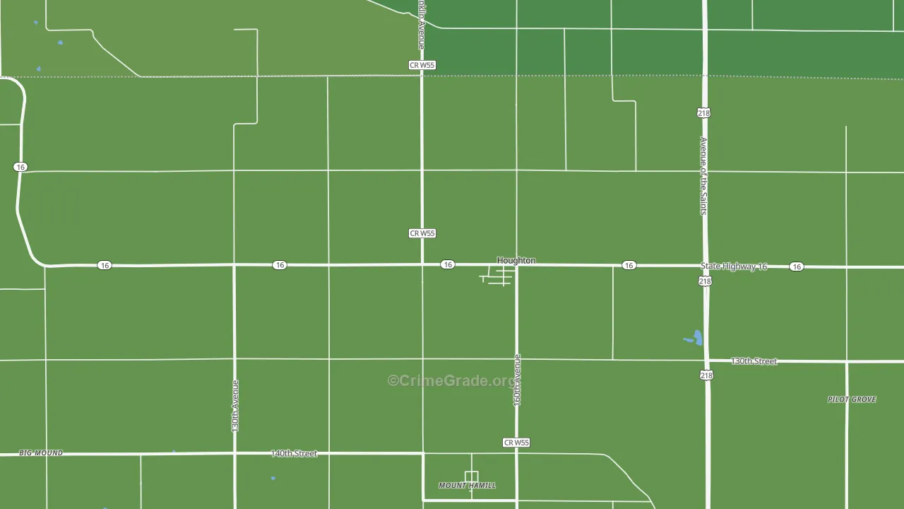 Houghton, IA Map of Vandalism Rates
