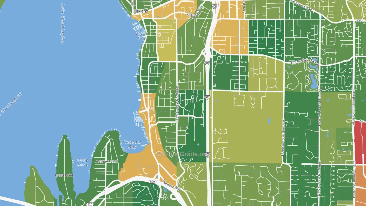Houghton, Kirkland, WA Map of Vandalism Rates