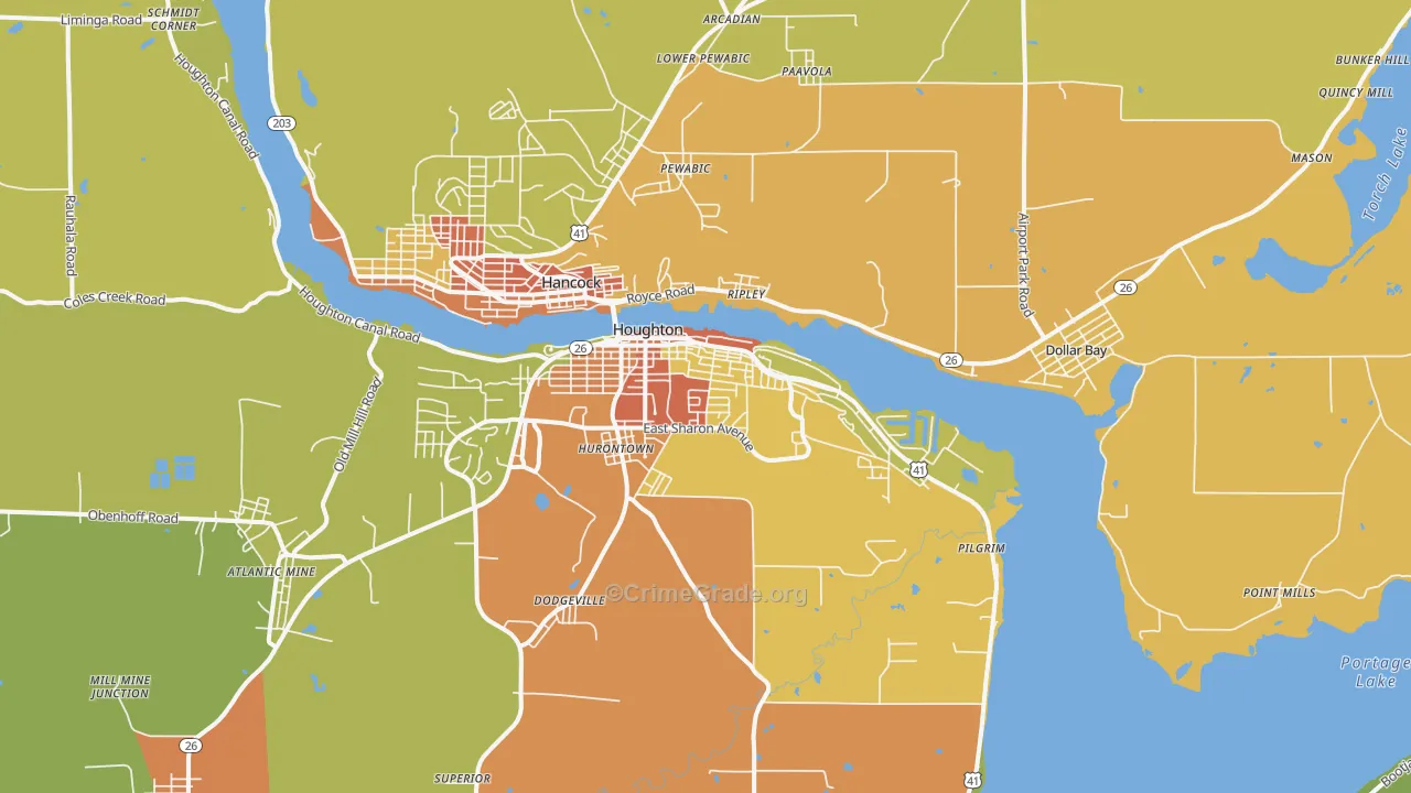 Houghton, MI Map of Vandalism Rates