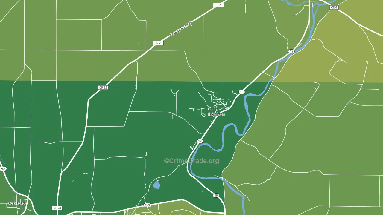 Houghton, NY Map of Vandalism Rates