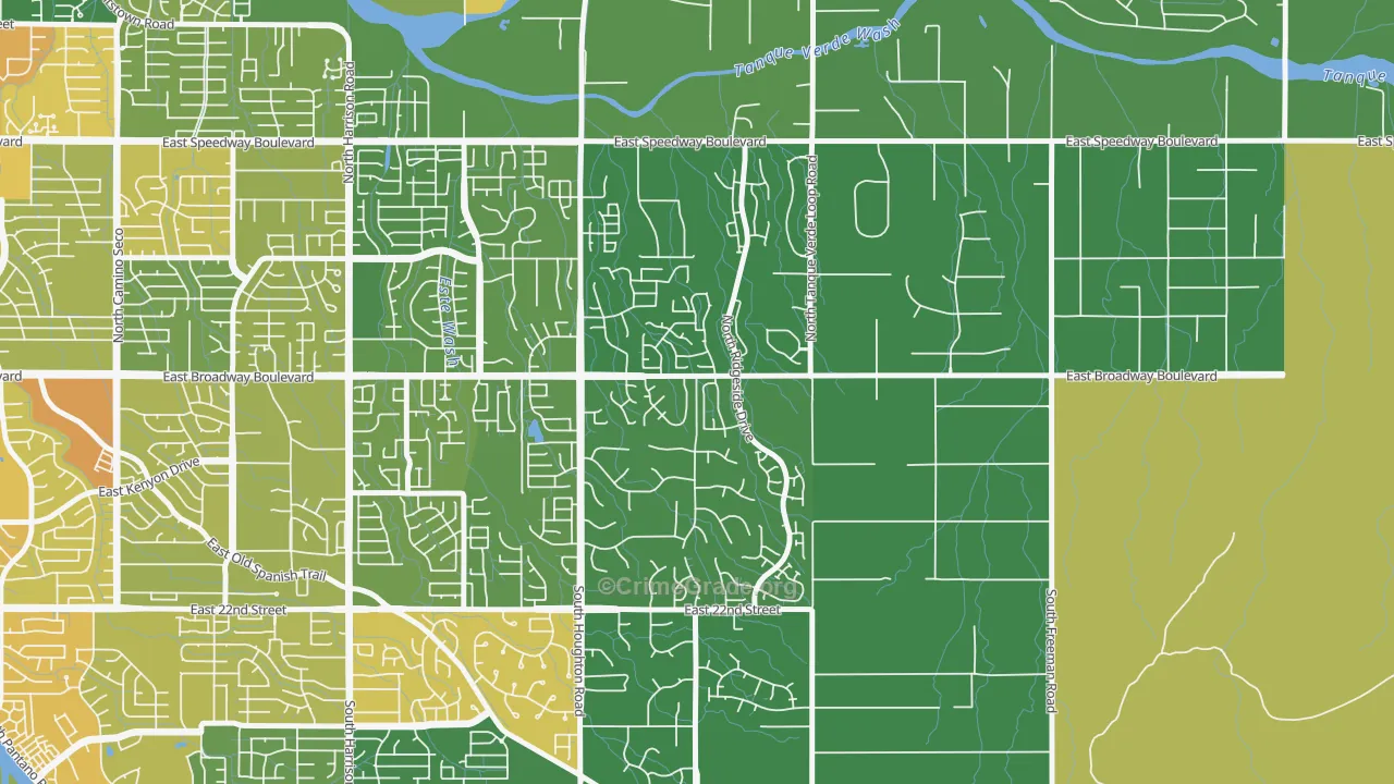 Houghton, Tucson, AZ Map of Vandalism Rates