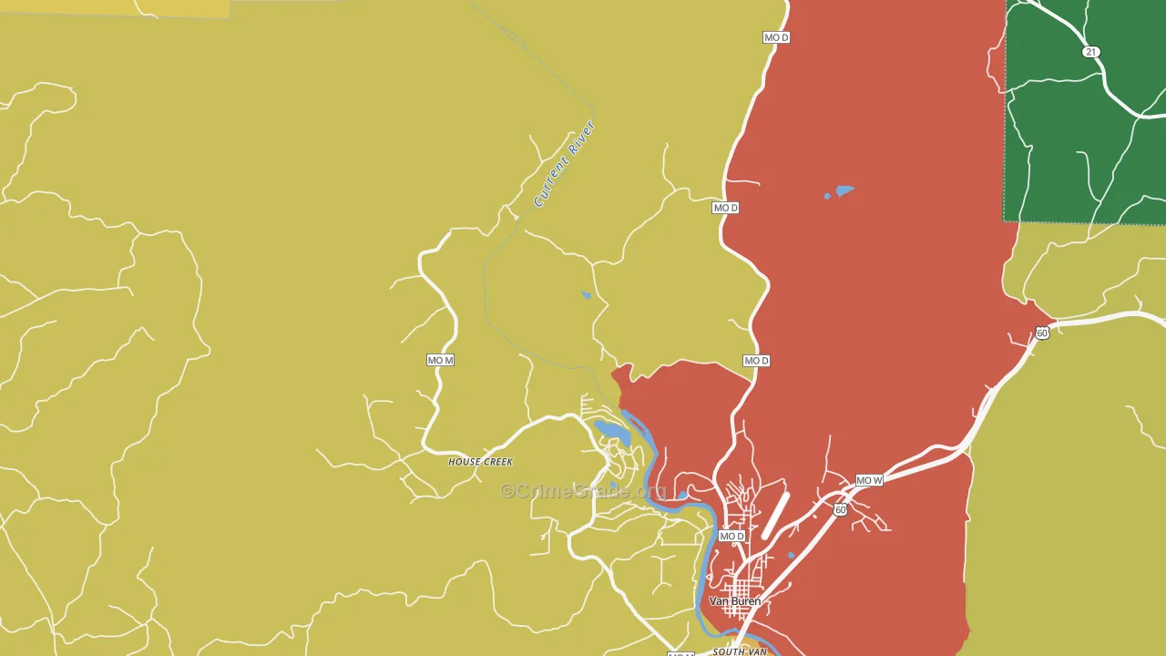 House Creek, MO Map of Vandalism Rates
