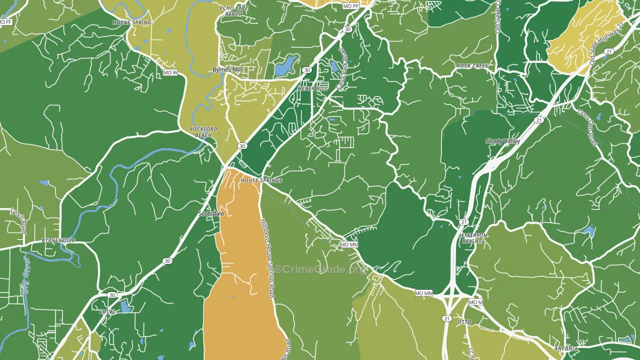 House Springs, MO Map of Vandalism Rates