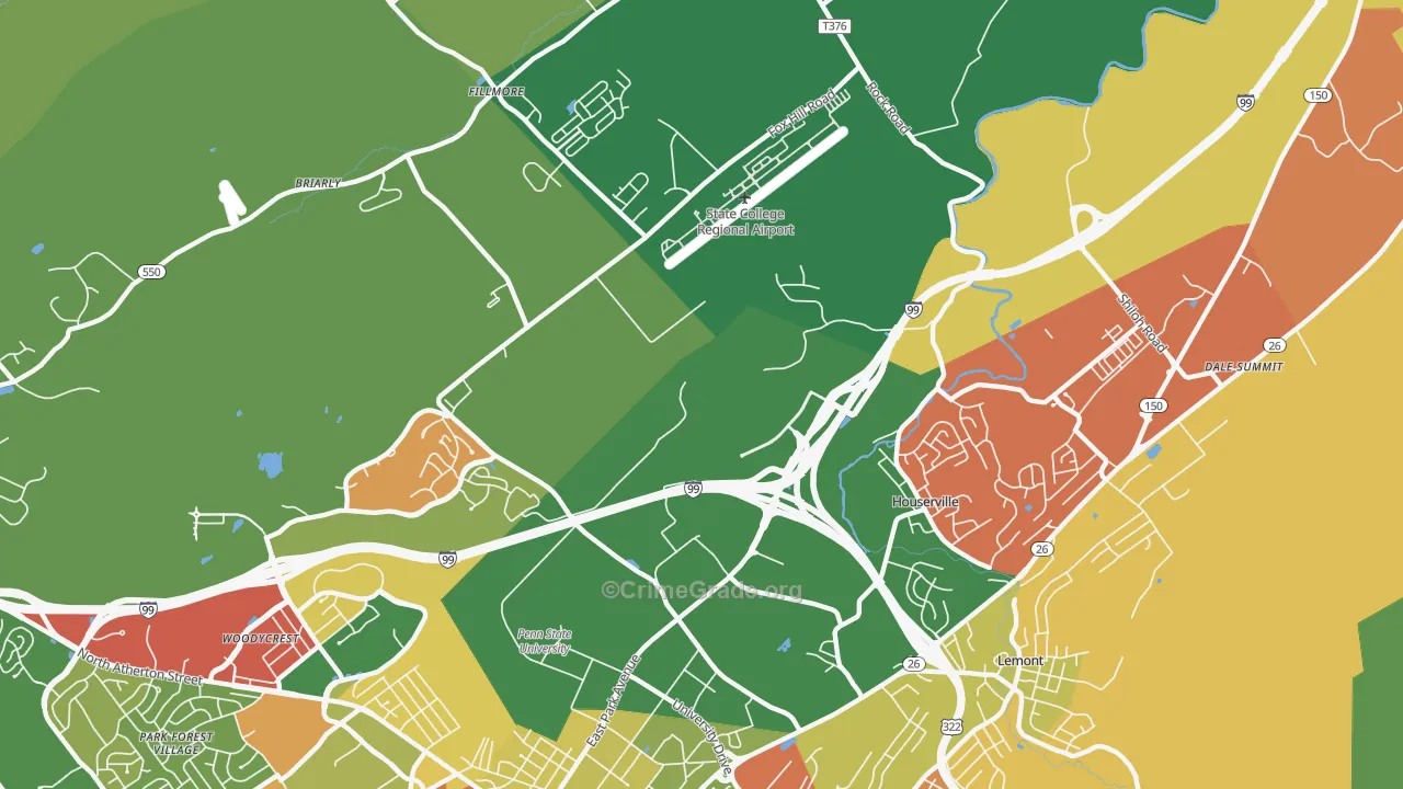 Houserville, PA Map of Vandalism Rates