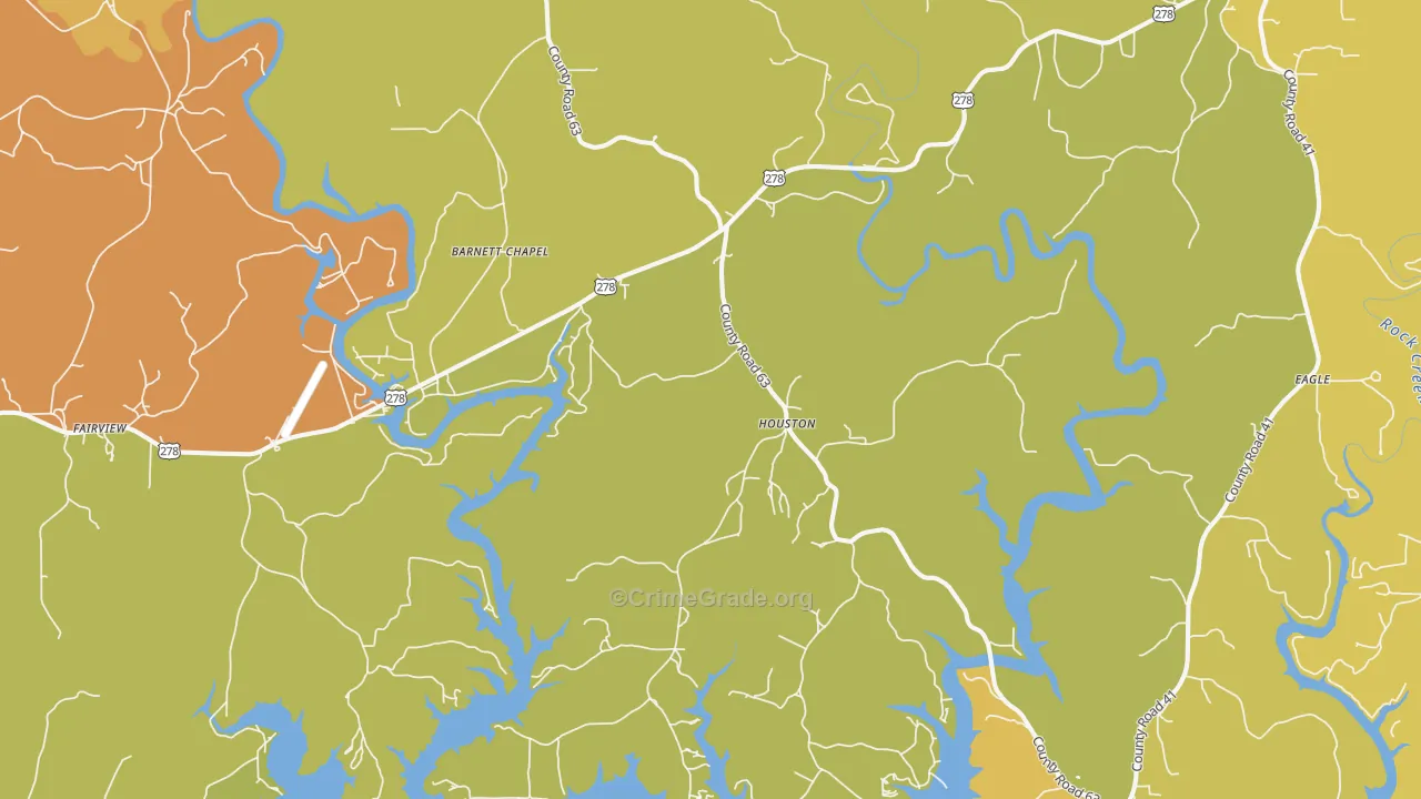 Houston, AL Map of Vandalism Rates