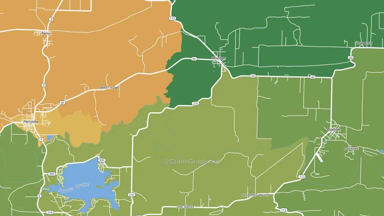 Houston, AR Map of Vandalism Rates