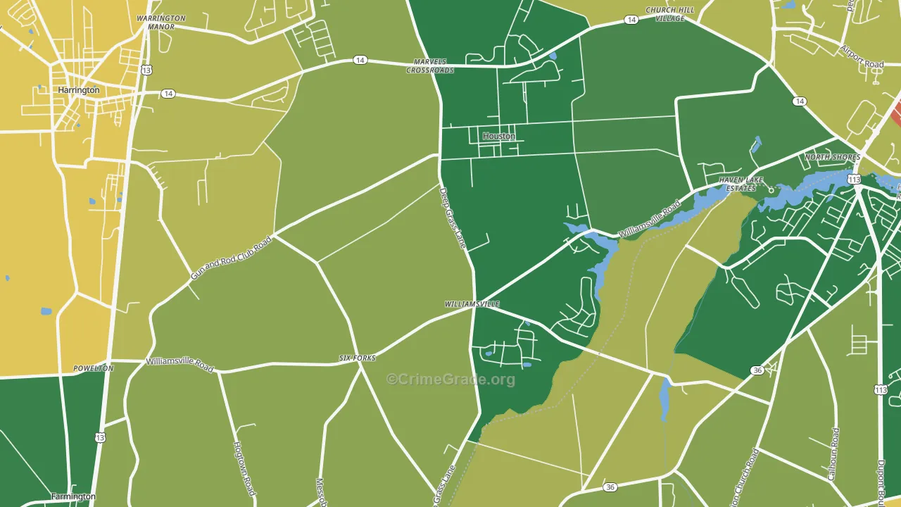 Houston, DE Map of Vandalism Rates