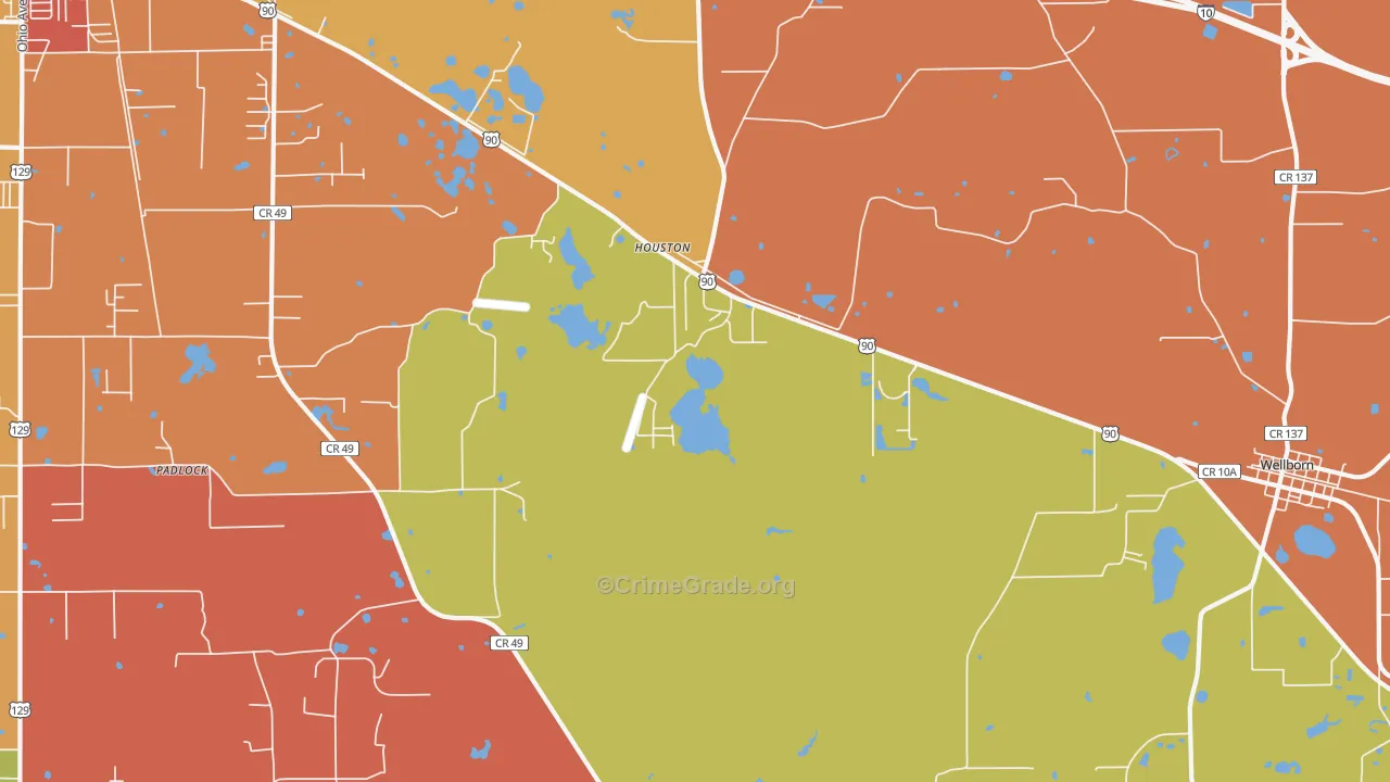 Houston, FL Map of Vandalism Rates