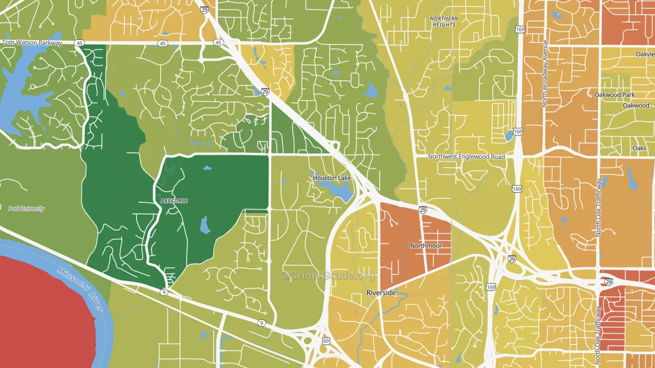 Houston Lake, MO Map of Vandalism Rates
