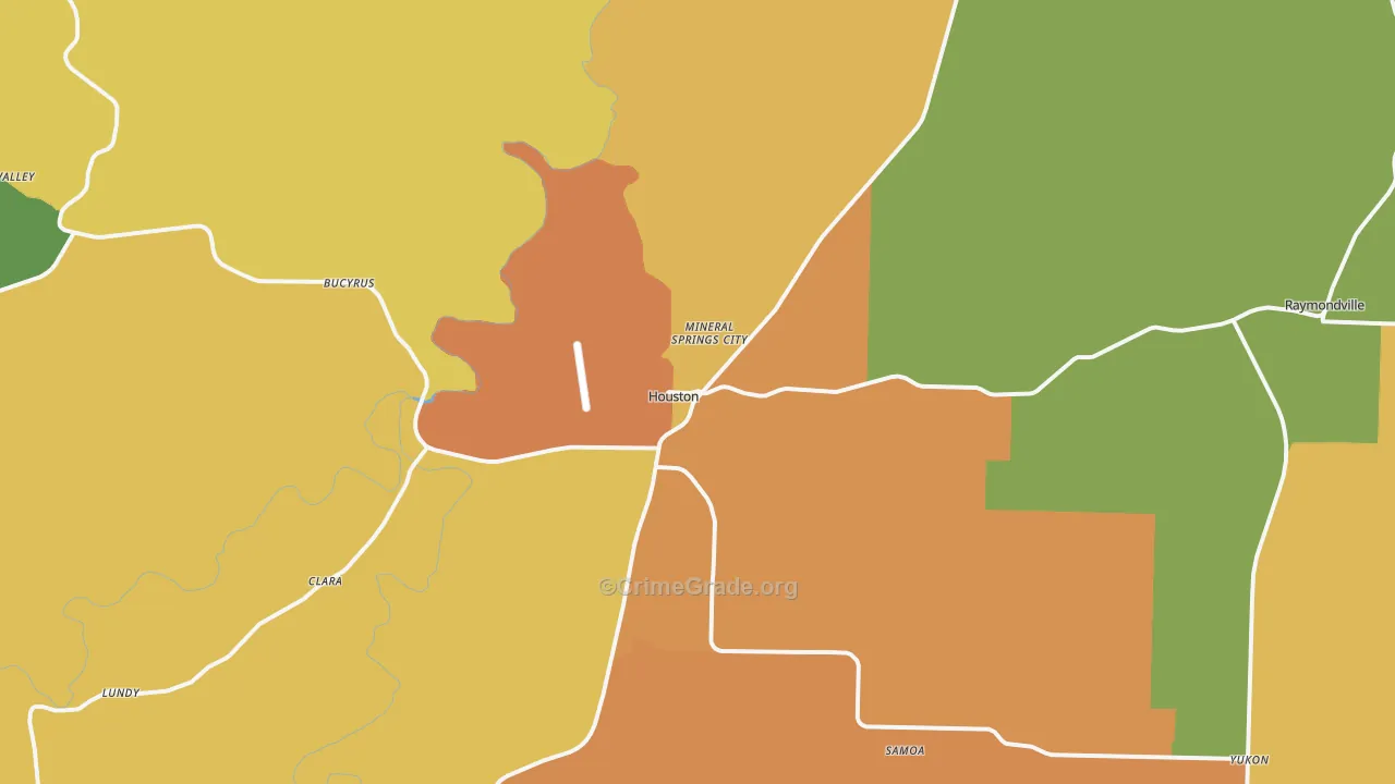 Houston, MO Map of Vandalism Rates