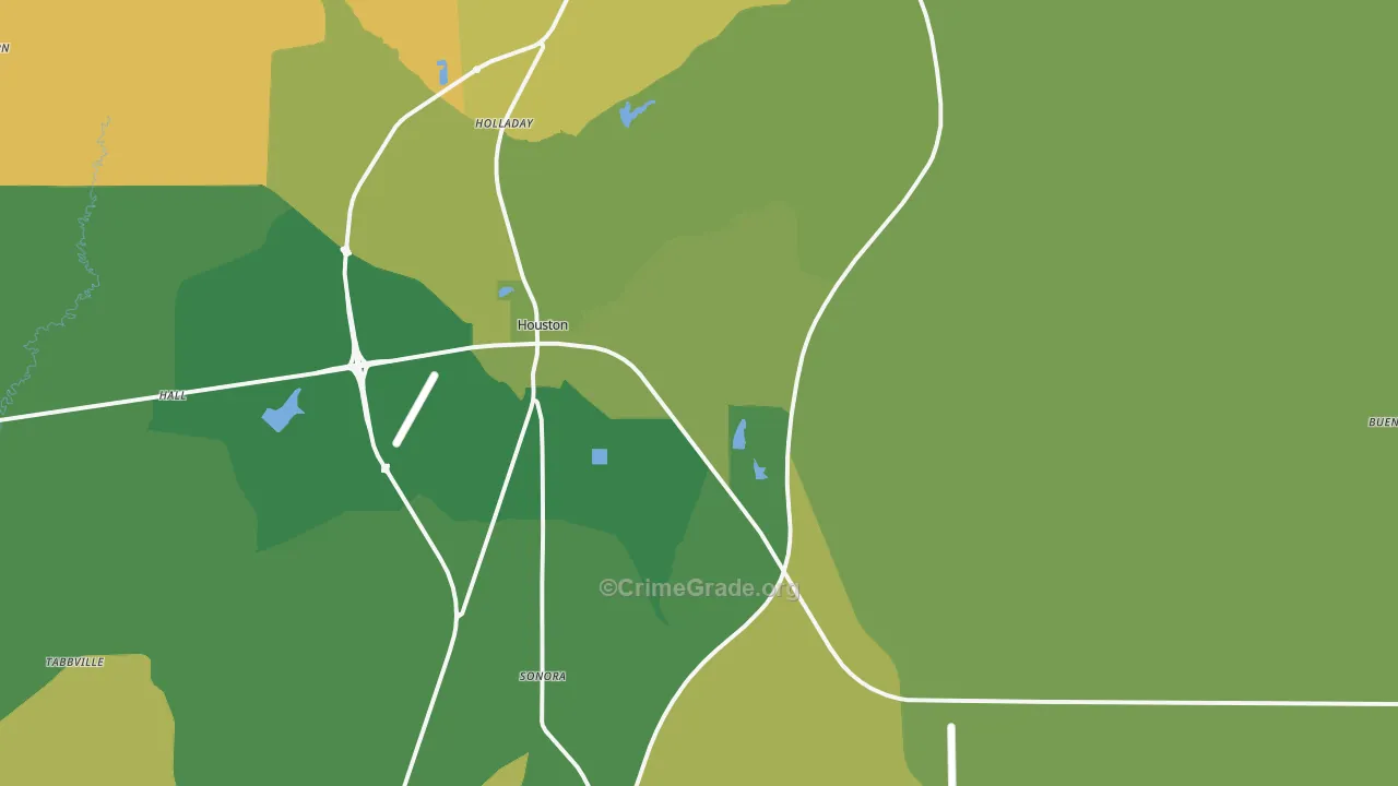 Houston, MS Map of Vandalism Rates