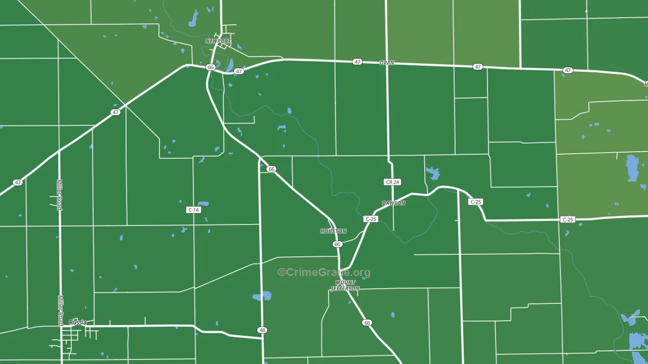 Houston, OH Map of Vandalism Rates