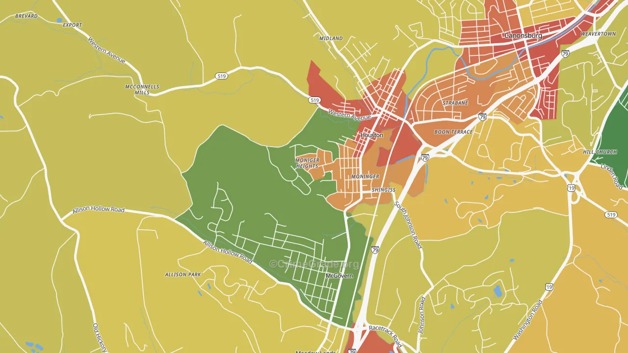 Houston, PA Map of Vandalism Rates
