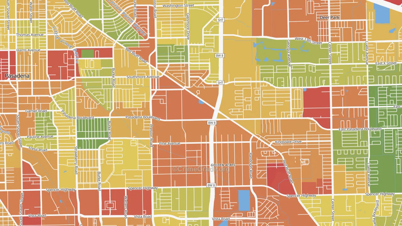 Houston Suburban Homes, Pasadena, TX Map of Vandalism Rates
