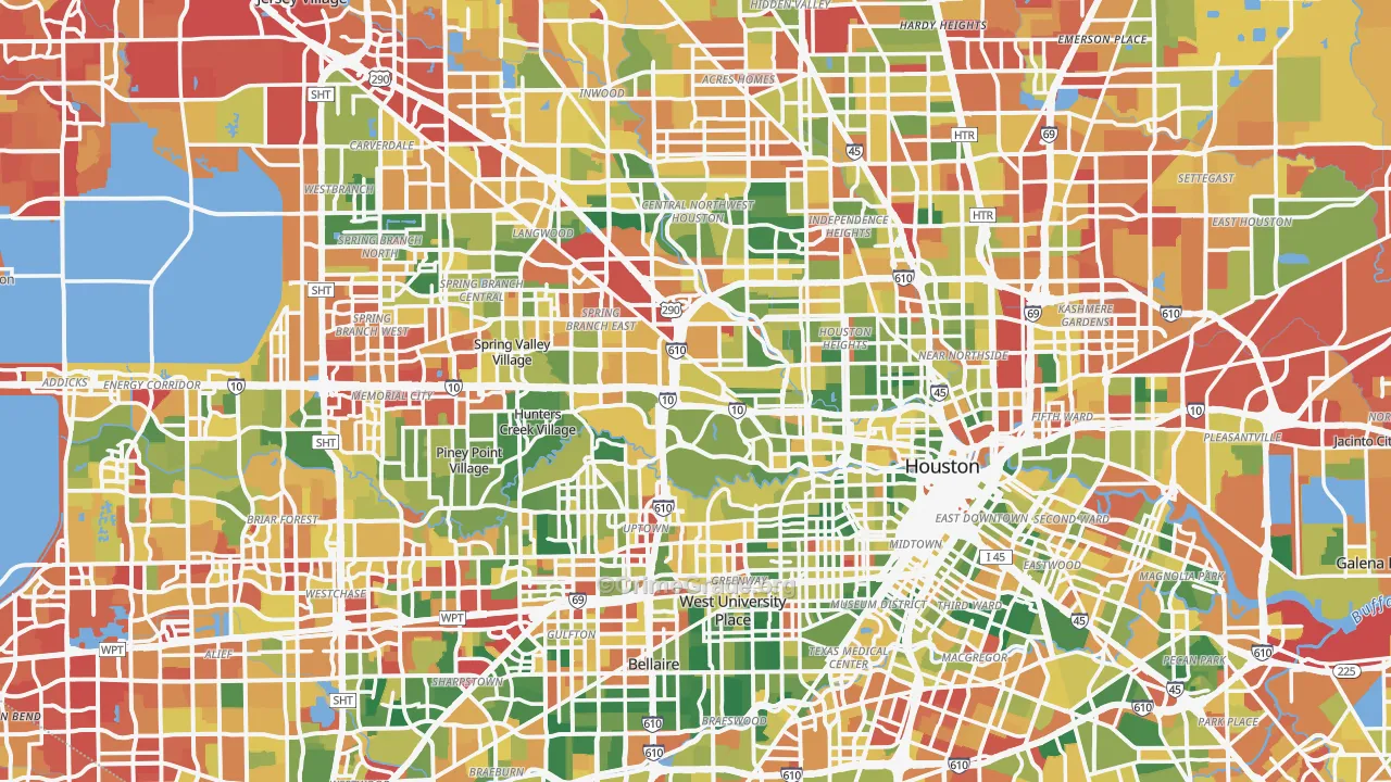 Houston, TX Map of Vandalism Rates
