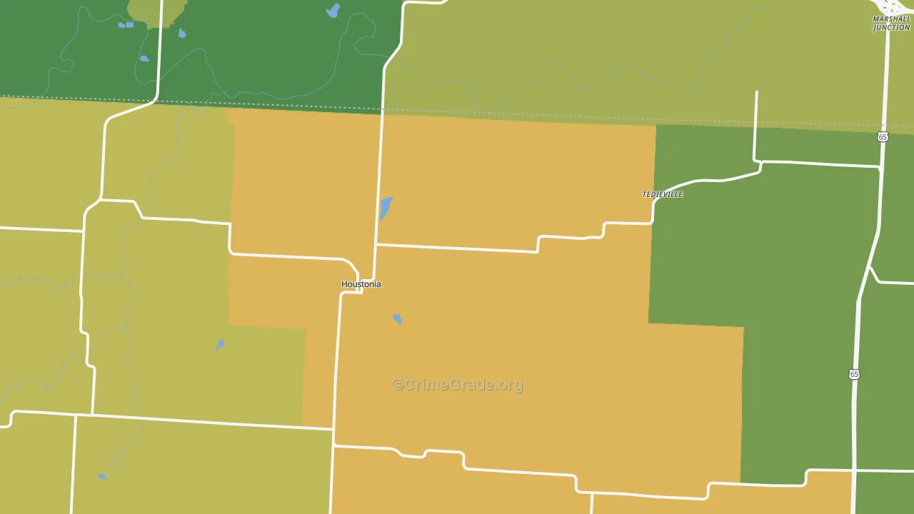 Houstonia, MO Map of Vandalism Rates