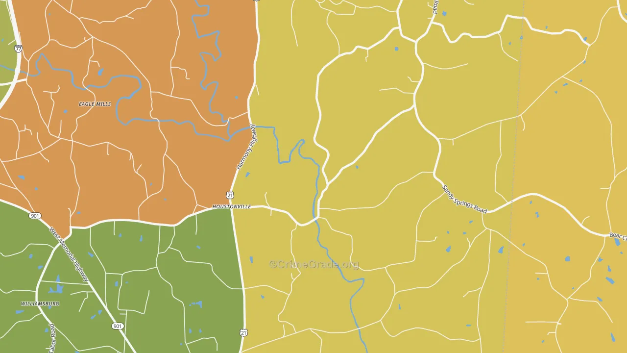 Houstonville, NC Map of Vandalism Rates