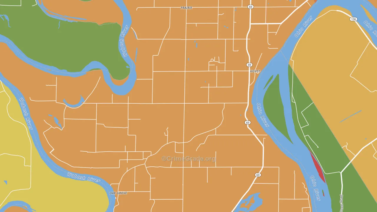 Hovey, IN Map of Vandalism Rates