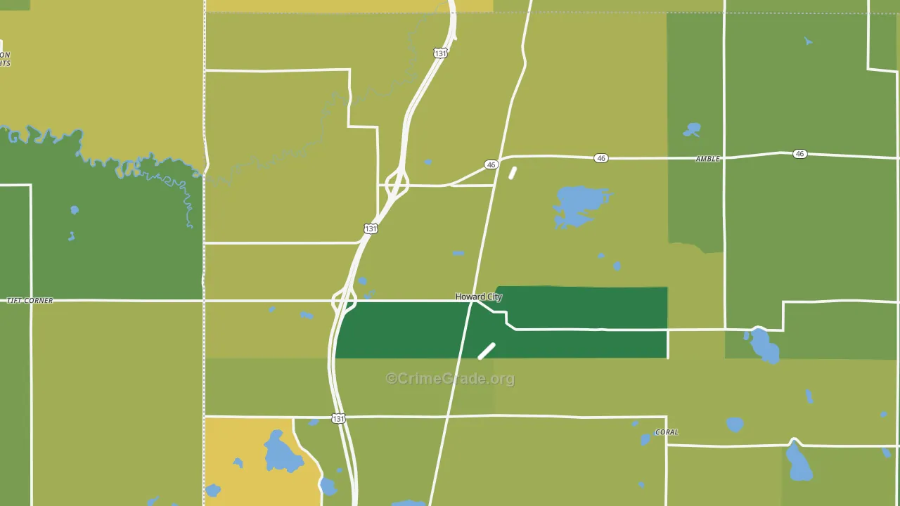 Howard City, MI Map of Vandalism Rates