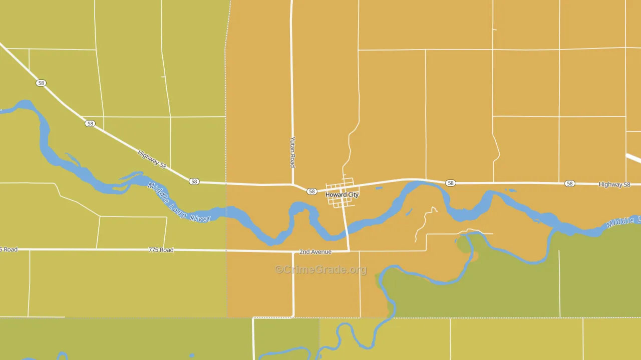 Howard City, NE Map of Vandalism Rates