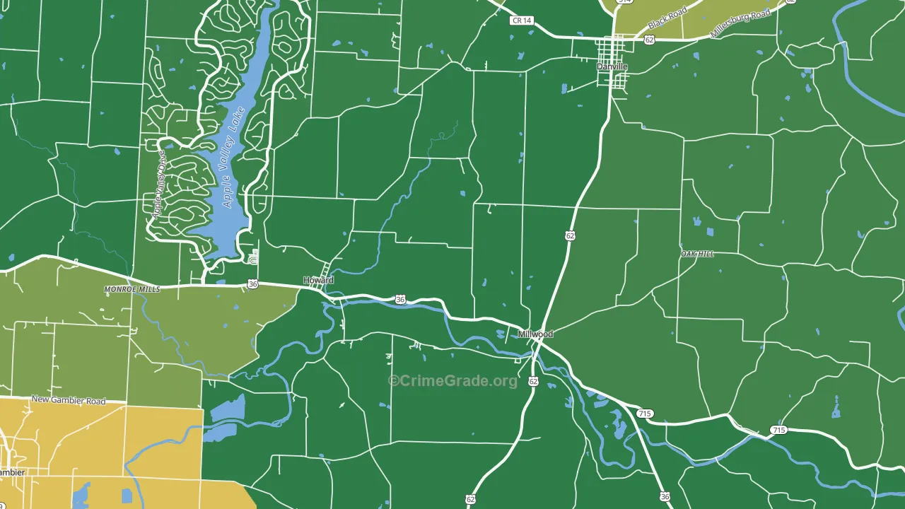 Howard, OH Map of Vandalism Rates