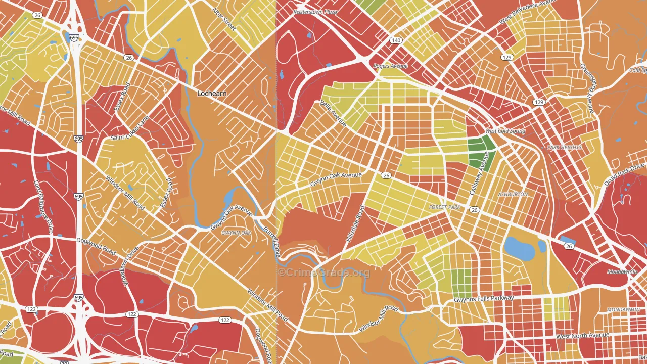 Howard Park, Gwynn Oak, MD Map of Vandalism Rates