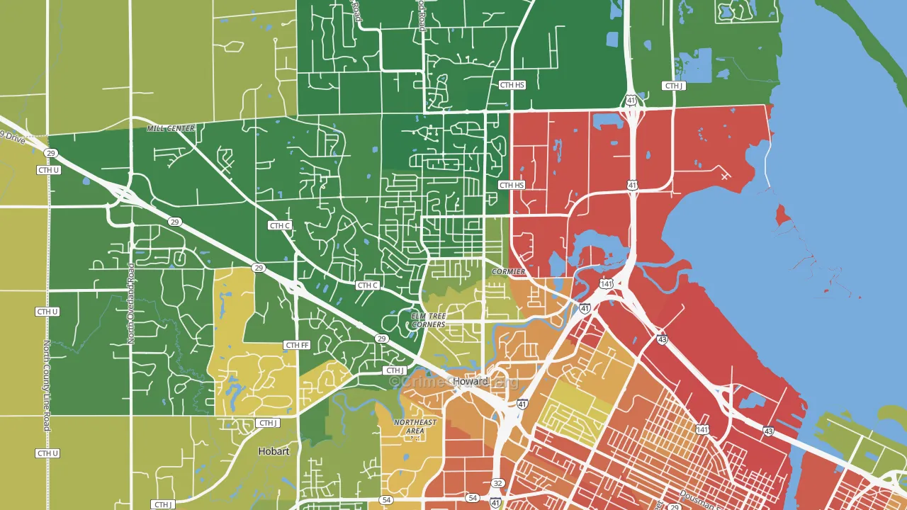 Howard, WI Map of Vandalism Rates