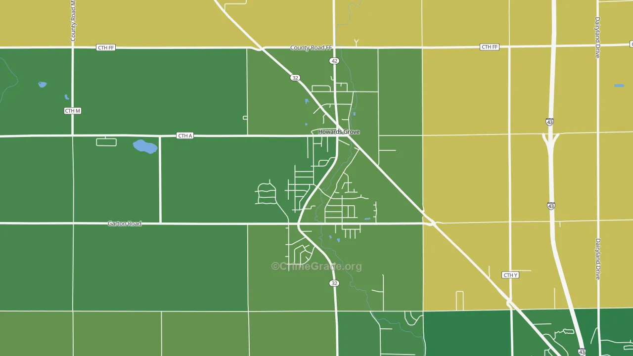 Howards Grove, WI Map of Vandalism Rates