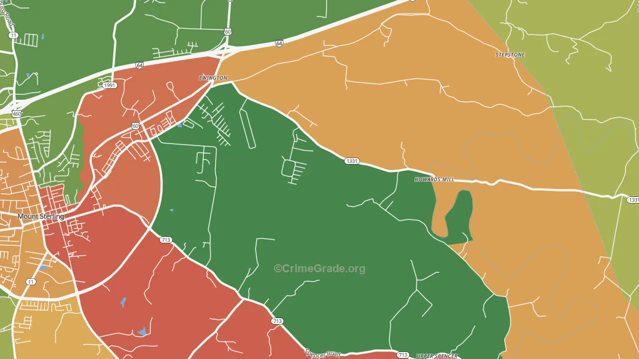 Howards Mill, KY Map of Vandalism Rates
