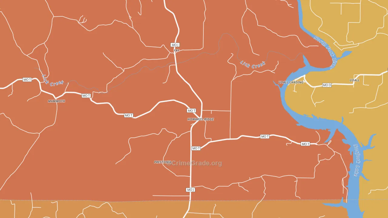 Howards Ridge, MO Map of Vandalism Rates