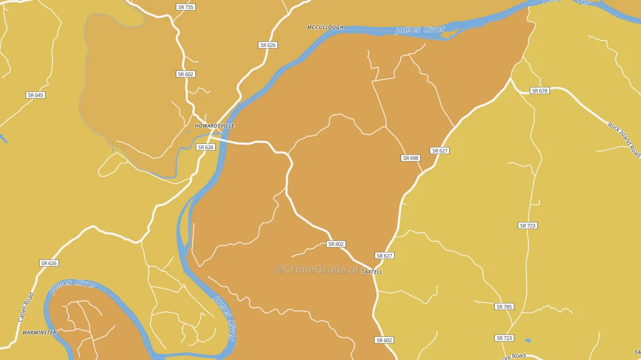 Howardsville, VA Map of Vandalism Rates