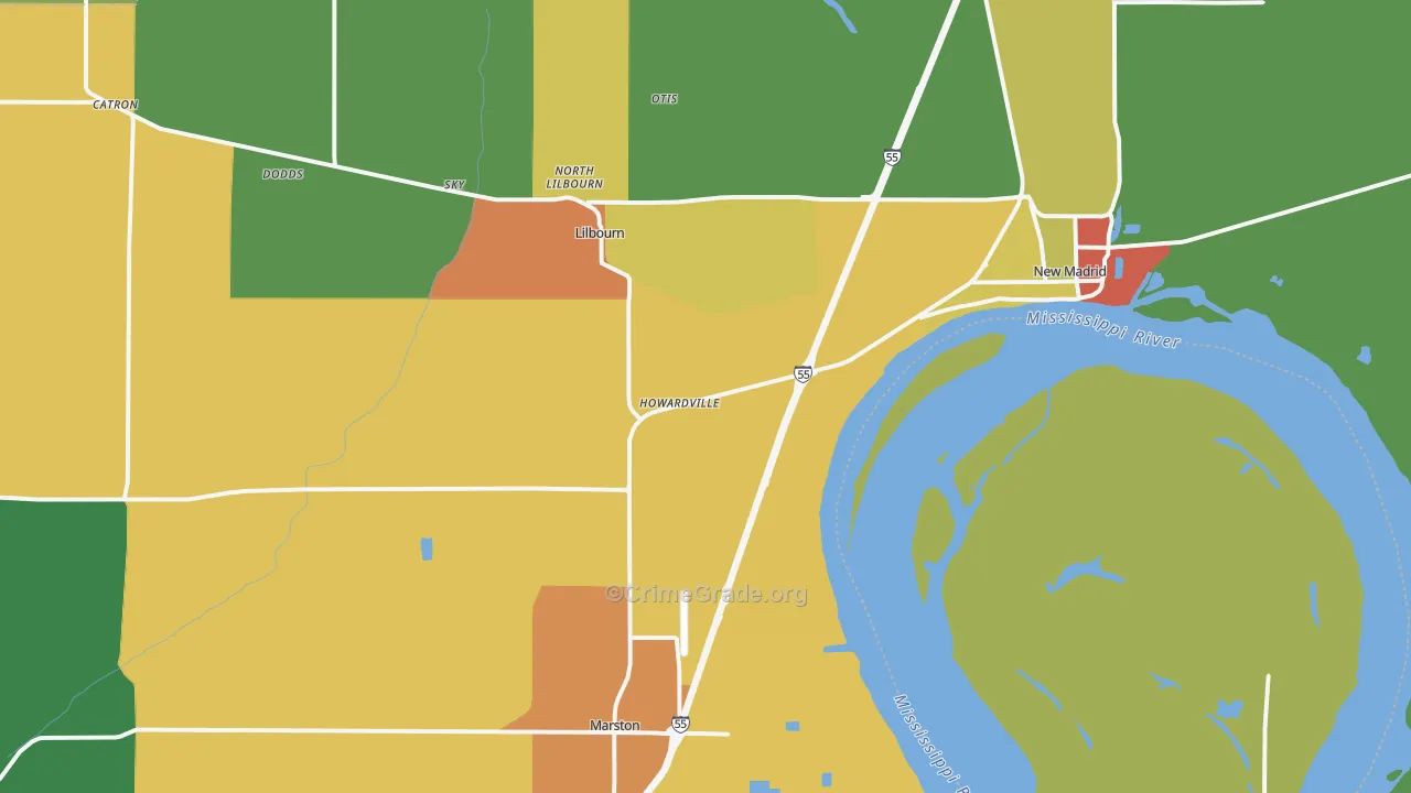 Howardville, MO Map of Vandalism Rates