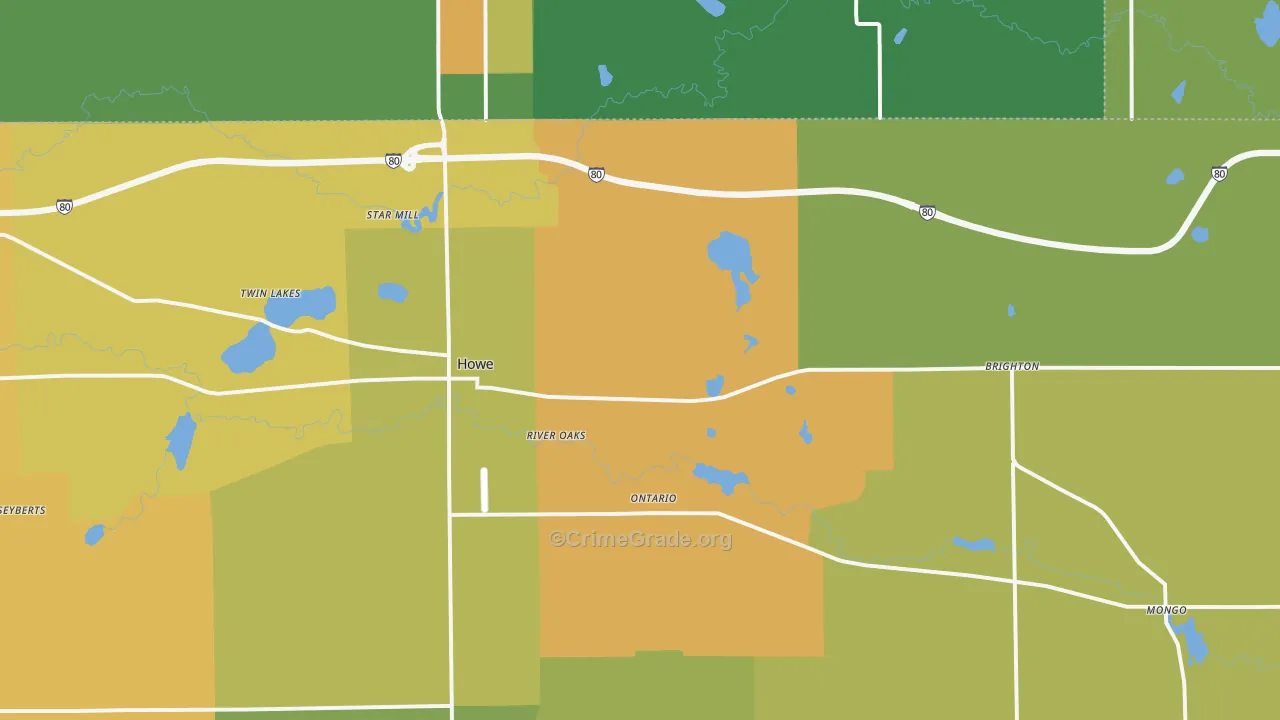Howe, IN Map of Vandalism Rates