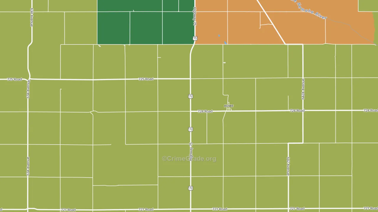 Howe, NE Map of Vandalism Rates