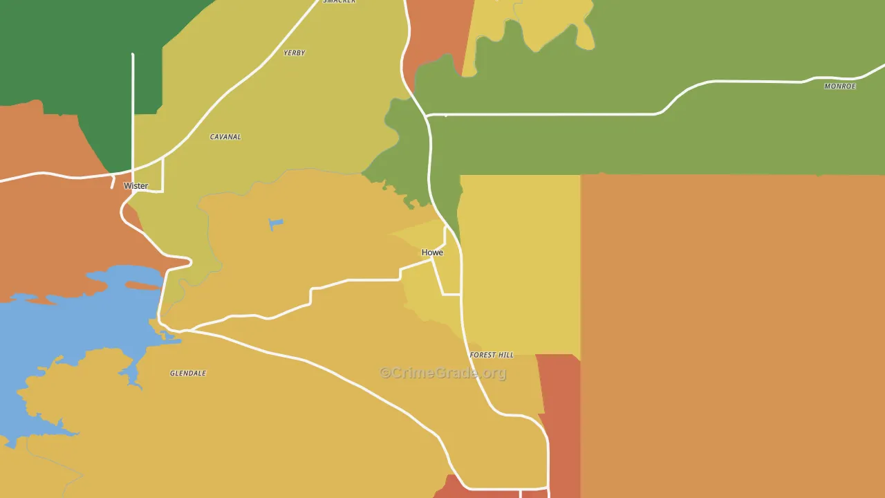 Howe, OK Map of Vandalism Rates