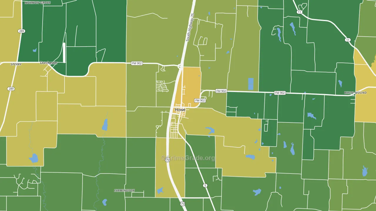 Howe, TX Map of Vandalism Rates