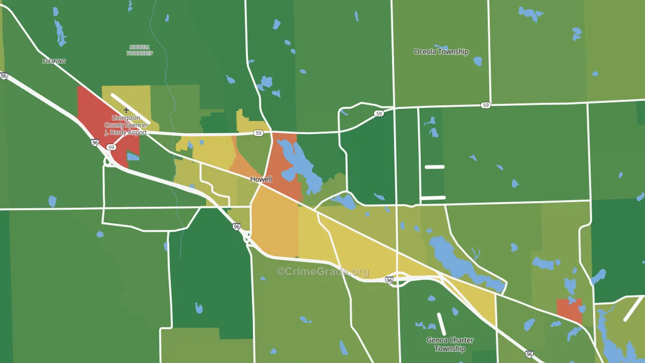 Howell, MI Map of Vandalism Rates