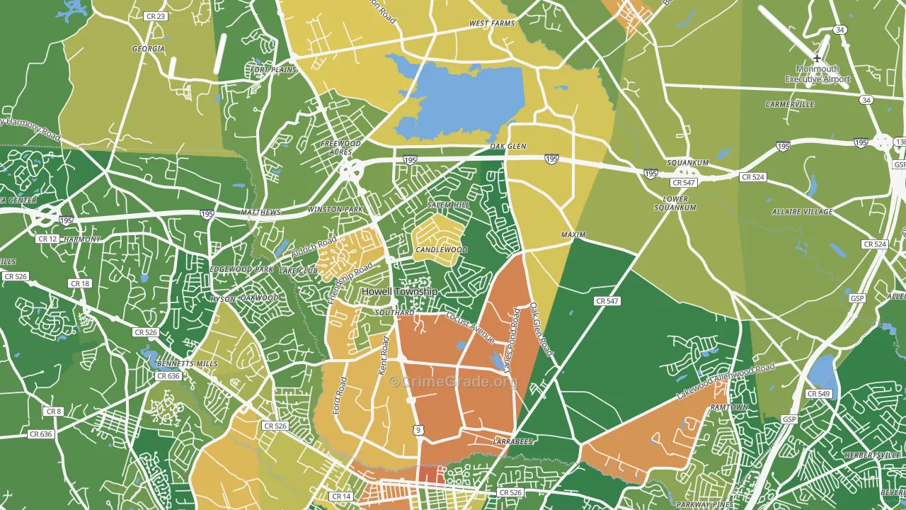 Howell, NJ Map of Vandalism Rates