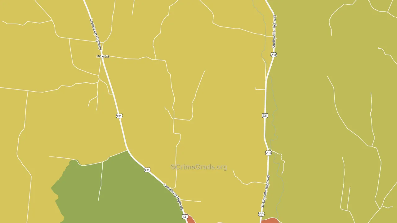 Howell, TN Map of Vandalism Rates